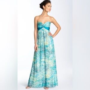 BCBG MAXAZRIA | Floral Strapless Long Maxi dress